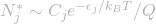 N_j^*\sim C_je^{-\epsilon_j/k_BT}/Q